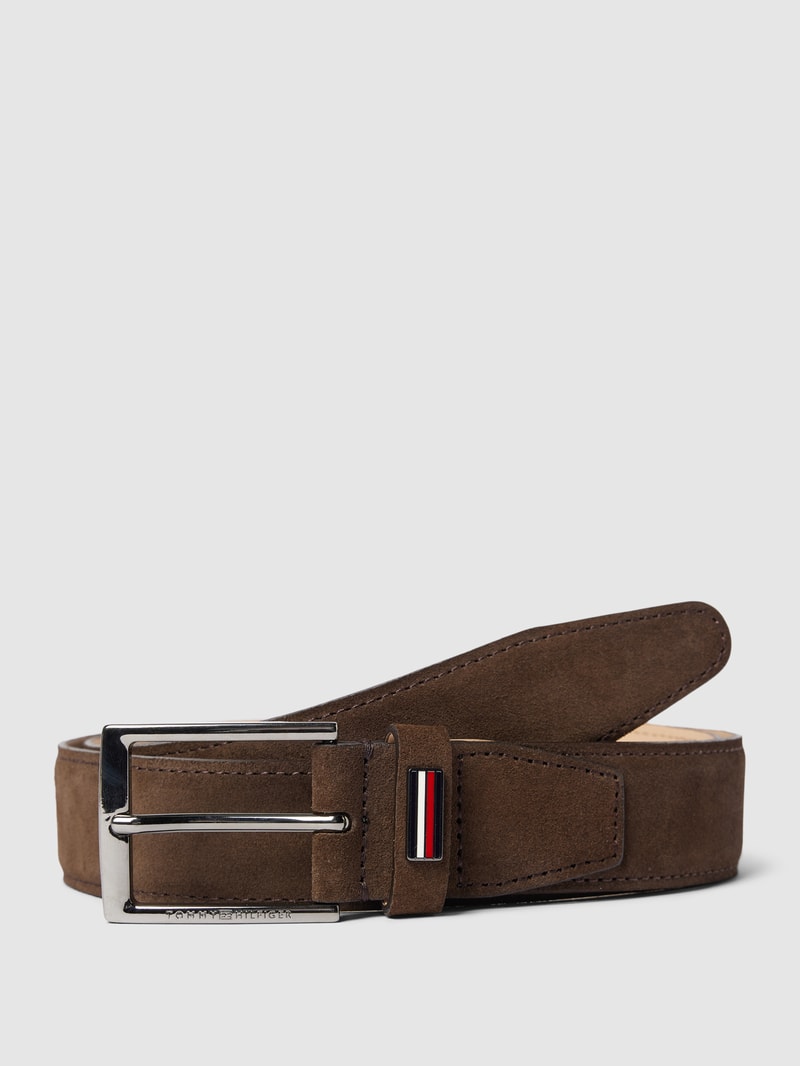 Gürtel aus Leder mit Label-Detail Modell 'BUSINESS' in mittelbraun