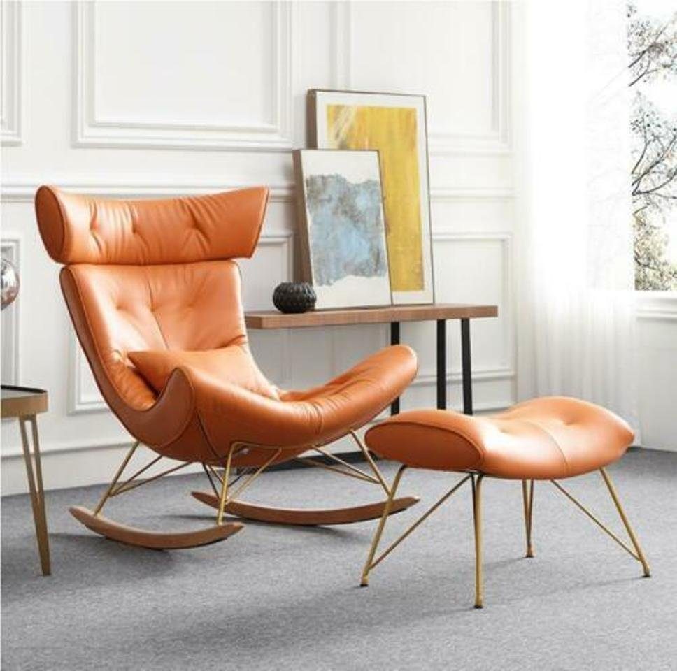 JVmoebel Schaukelstuhl Sessel Metall Design Polster Lounge Club Stuhl Sitz Luxus Zimmer Neu