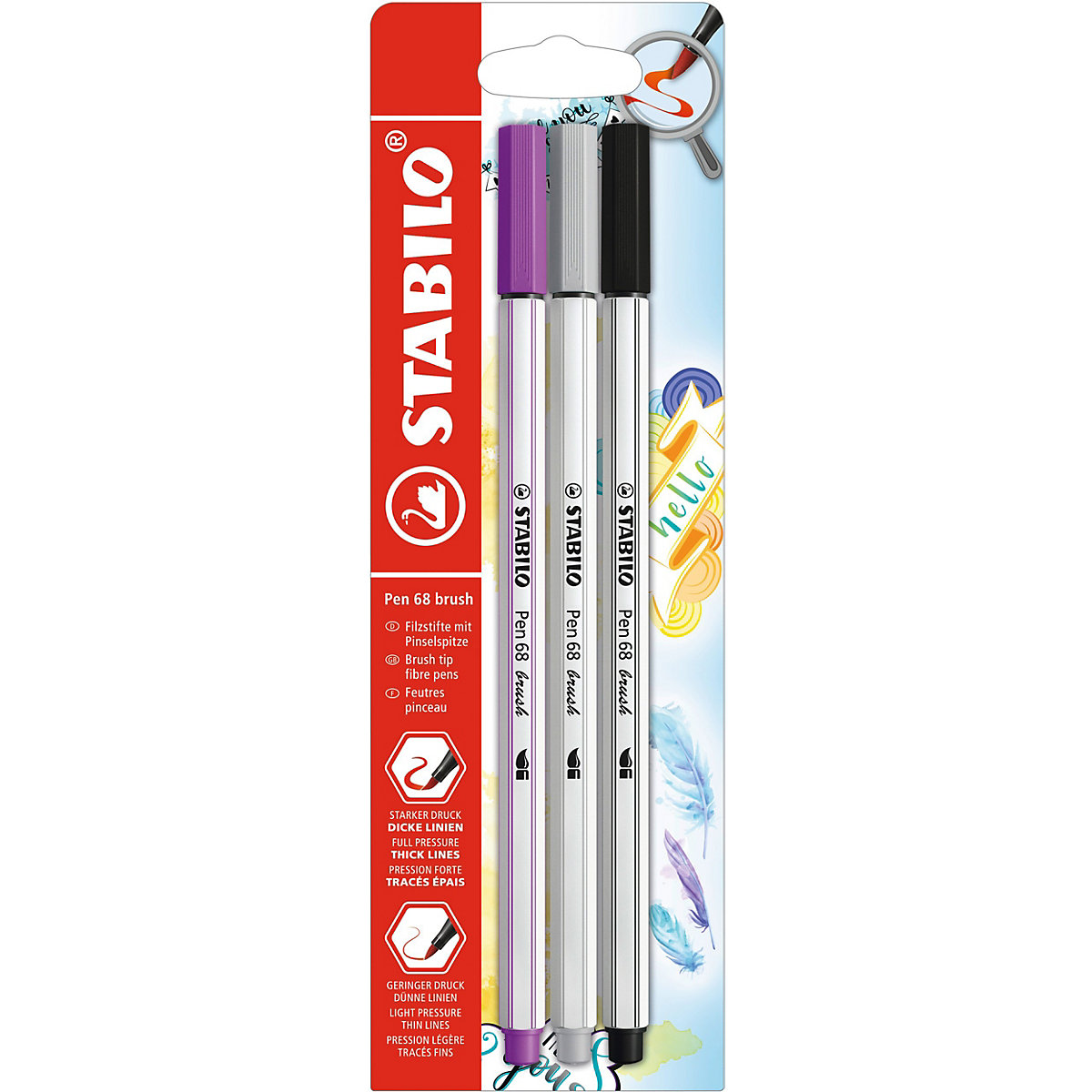 Premium-Filzstifte Pen 68 brush, 3 Farben