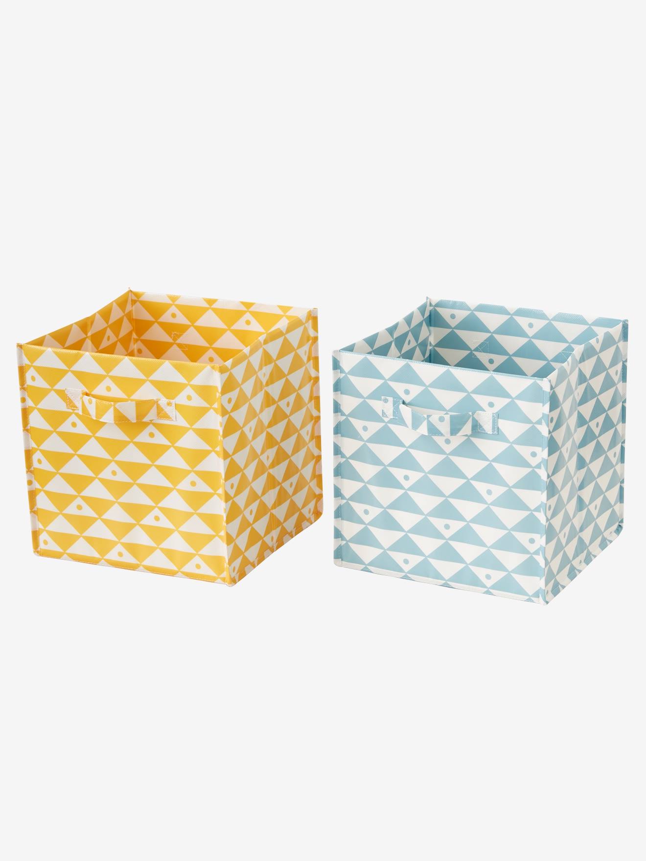 Lot de 2 bacs de rangement jaune + bleu