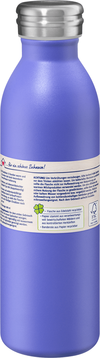 Flasche aus Edelstahl 600ml lila, 1 St