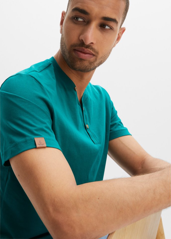 Henleyshirt, Kurzarm (2er Pack) aus Bio Baumwolle
