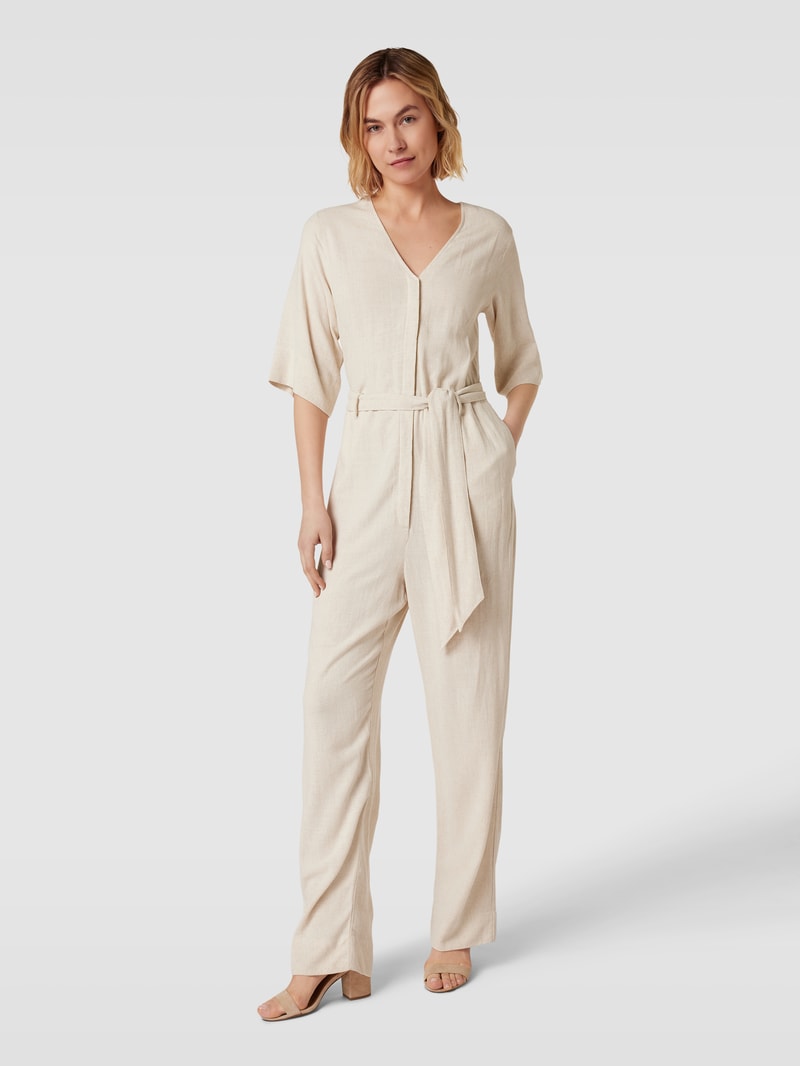 Jumpsuit mit V-Ausschnitt Modell 'VIVA' in sand