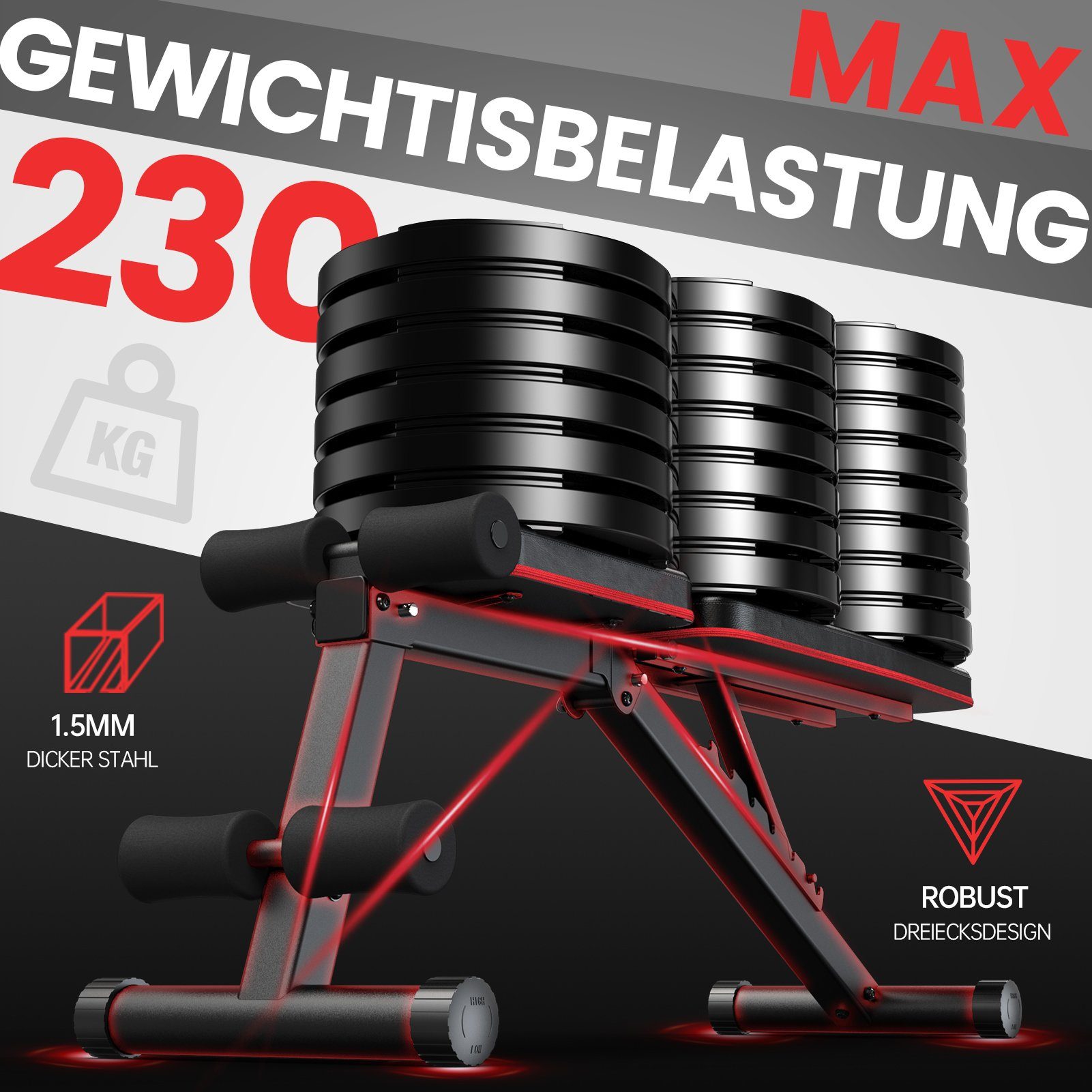 PASYOU Hantelbank PA300 Verstellbare Hantelbank, (Klappbare Multifunktionale Hantelbank), 7 in 1 Fitnessbank für zu Hause oder im Fitnessstudio
