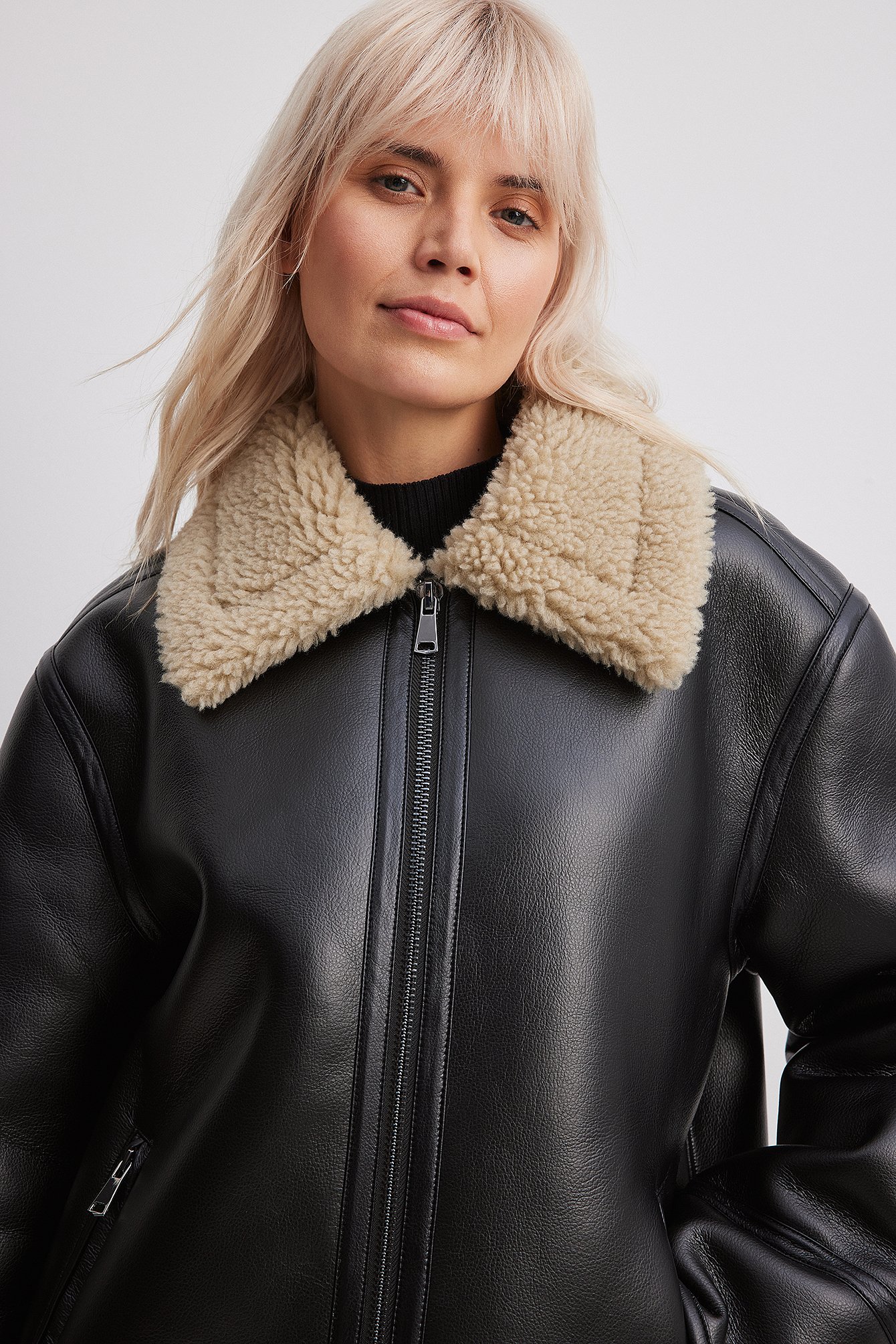 Oversize Bonded Teddy-Detail-Jacke