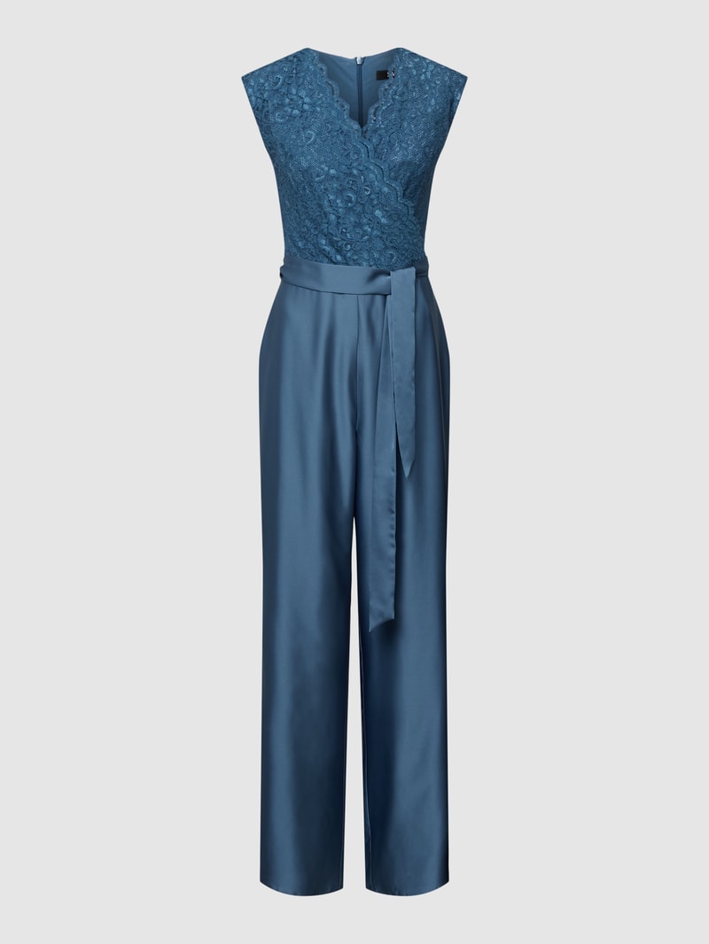 Jumpsuit aus Häkelspitze in rauchblau