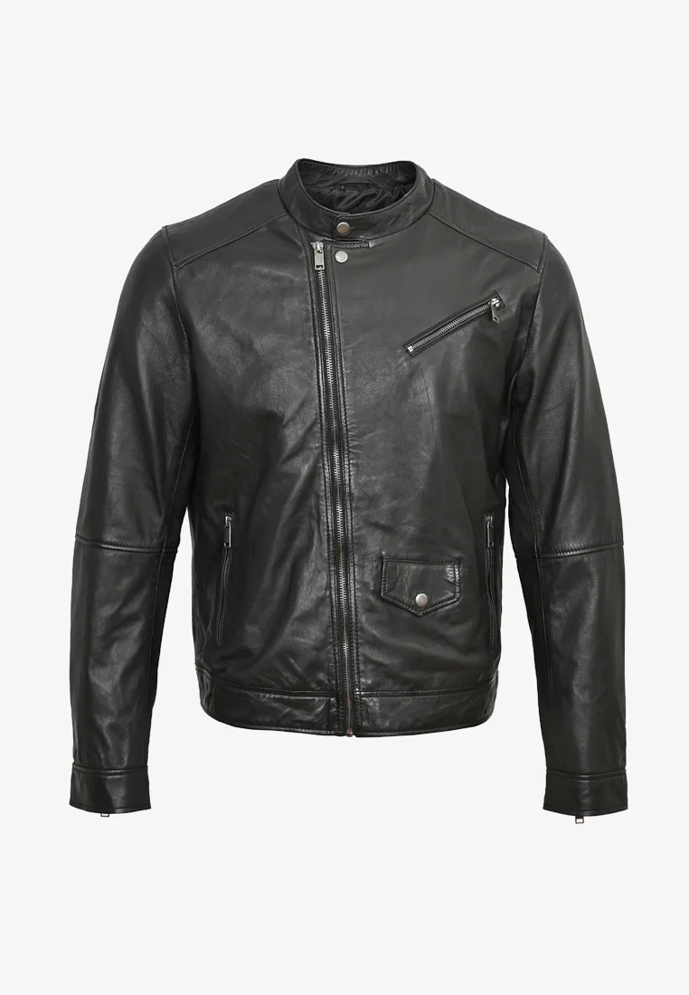 Chaqueta de cuero azul Wellford