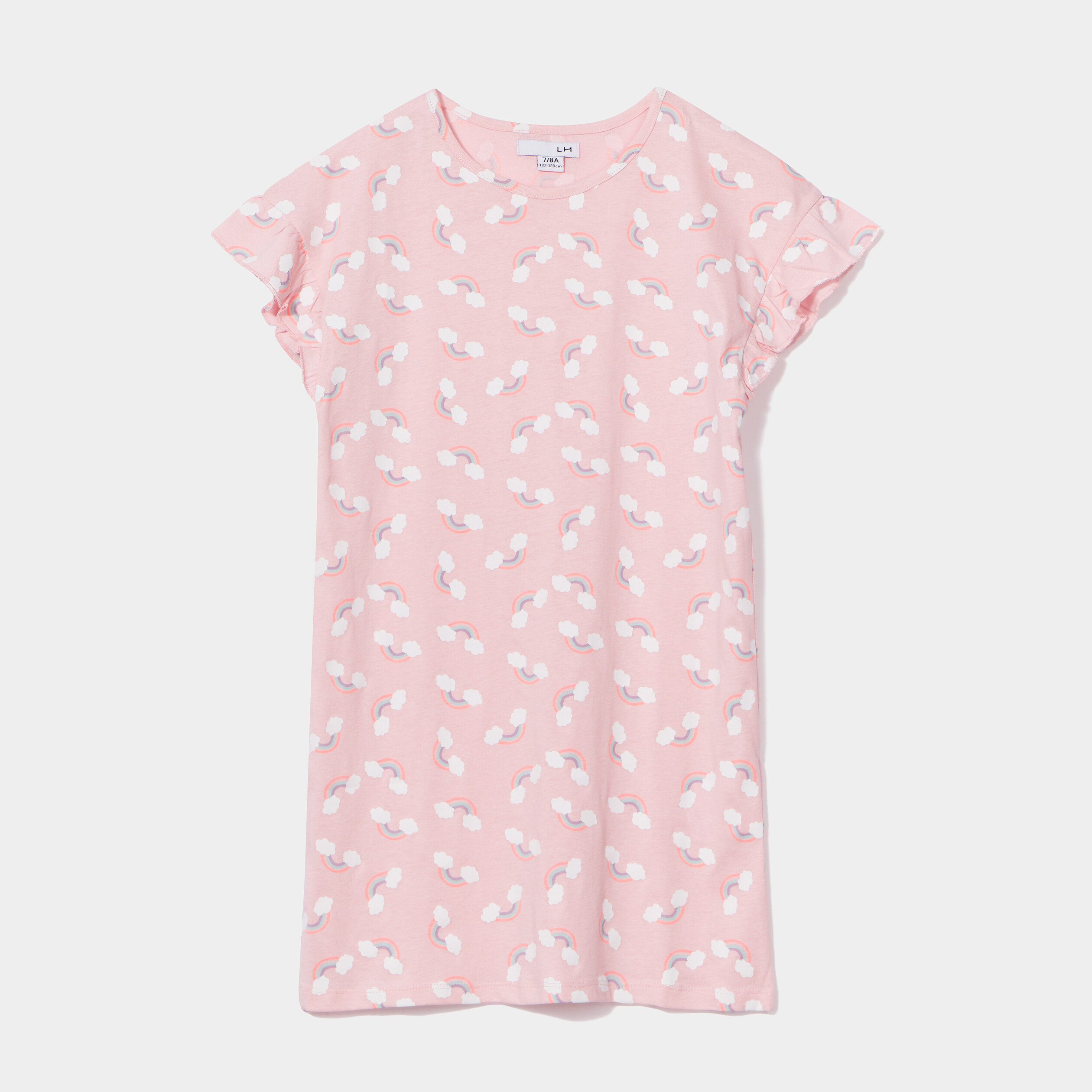 Chemise de nuit manches courtes coton rose fille | La Halle