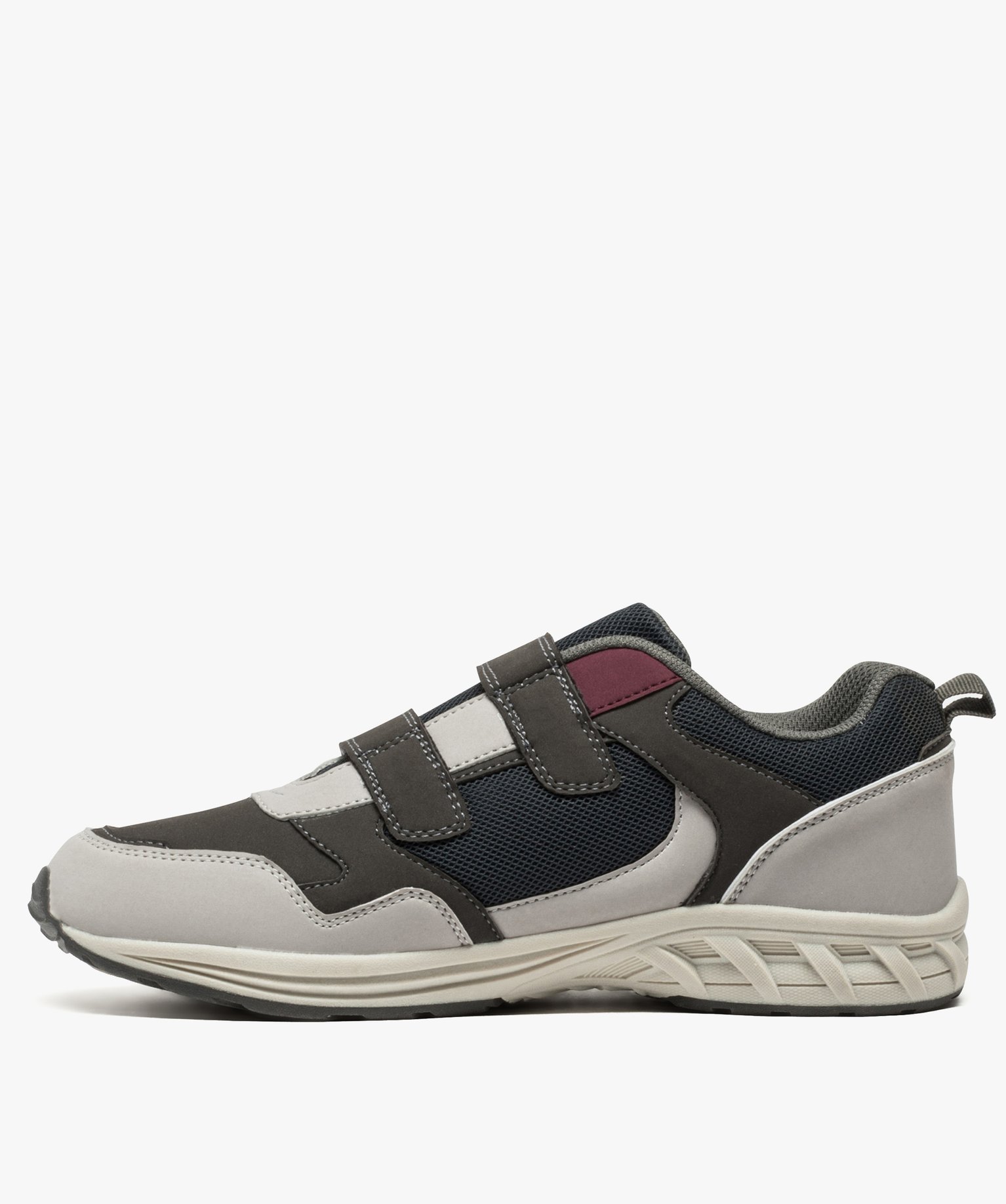 Baskets homme mesh et suédine fermeture scratch gris | GEMO