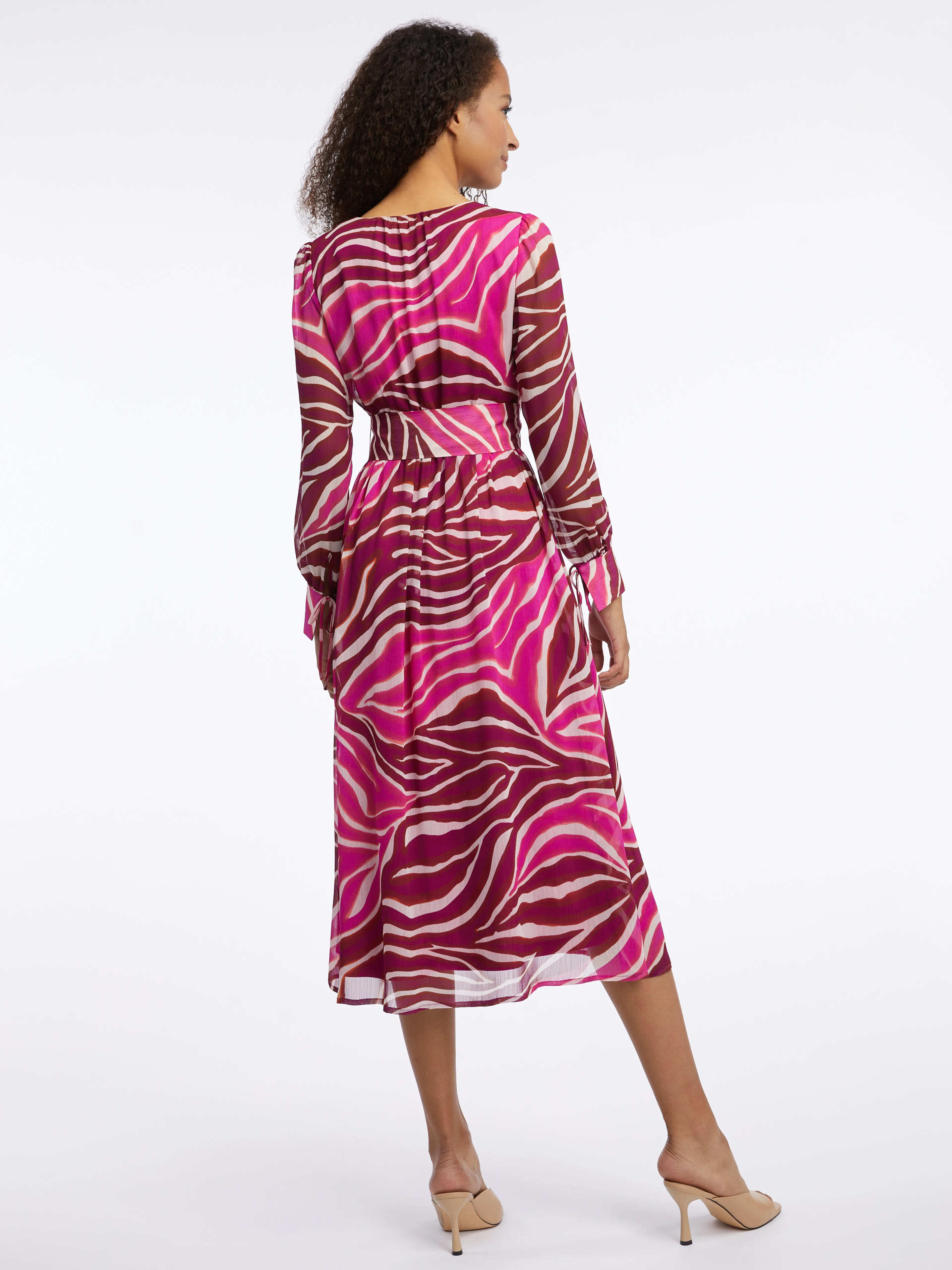 Burgunderrot und rosa gemustertes Maxikleid Damen ORSAY