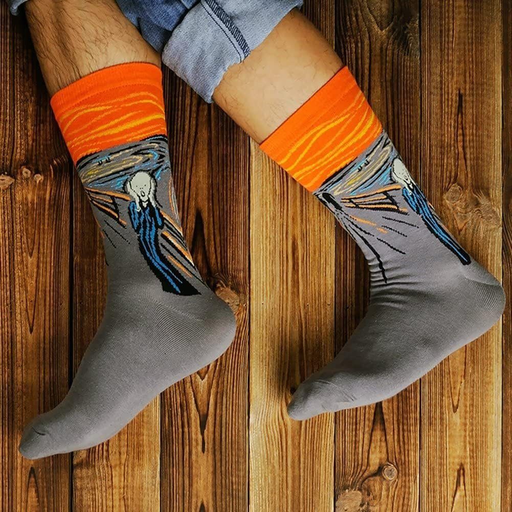 Alster Herz Freizeitsocken 4x Bunte lustige Socken Damen Herren, 38-43, Baumwolle, A0465 (4-Paar) berühmte Motive der Malerei