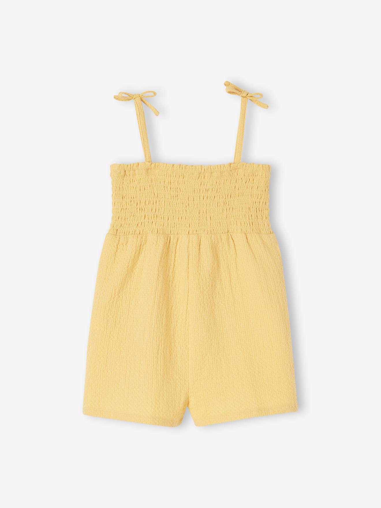 Vertbaudet Gesmokter Mädchen Baby Overall - hellgelb