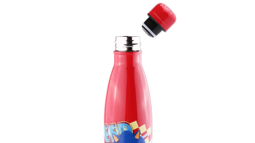 Sega Sonic The Hedgehog Trinkflasche aus Edelstahl - auslaufsicheres Deckeldesign -500ml / rot