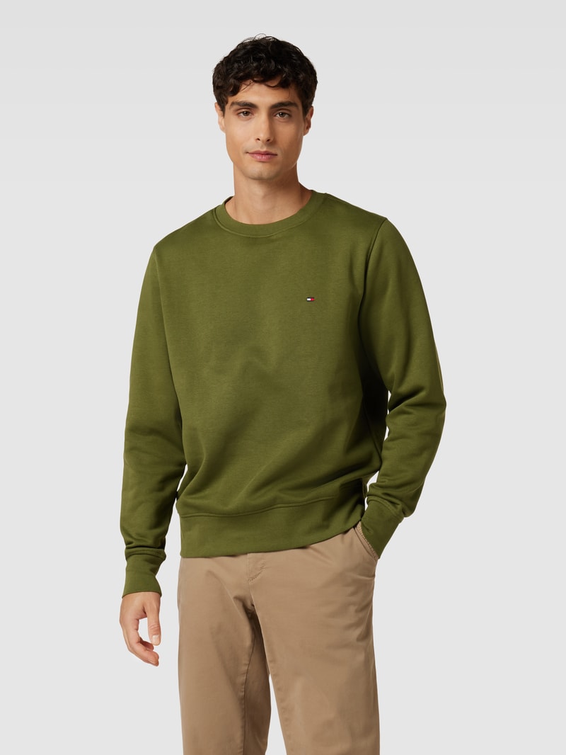 Sweatshirt mit Label-Stitching c in olivgrün