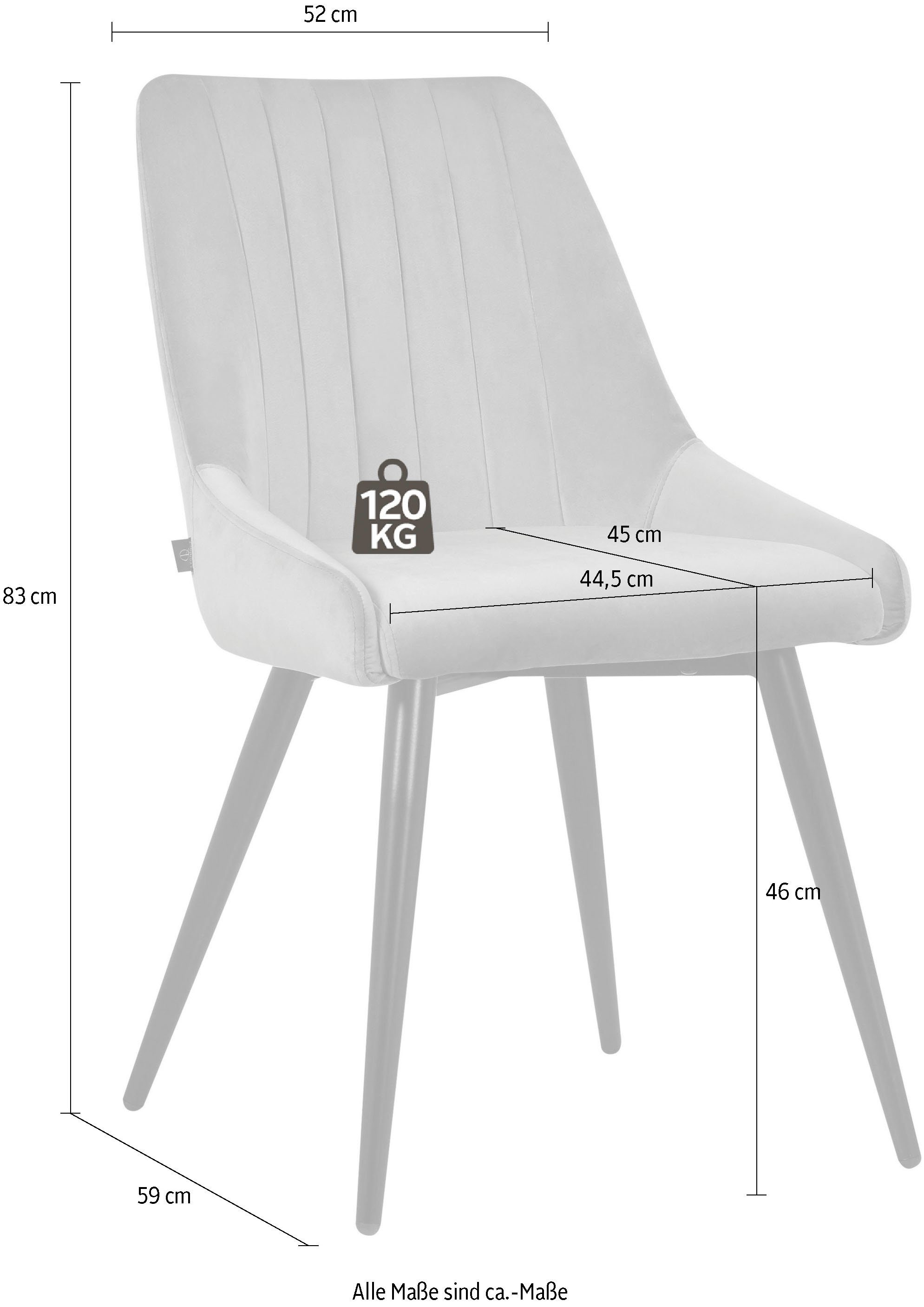 Leonique Esszimmerstuhl Bondy (Set), Polsterstuhl 2er-Set mit Ziernähten im Rückenpolster