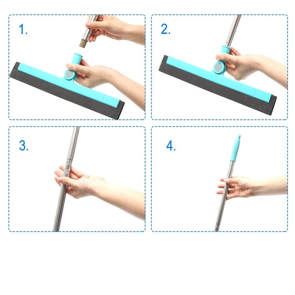 LETGOSPT Wischmopp Wasserschieber Bodenabzieher Gummischieber Mit Stiel 85cm, 55cm -85cm Abzieher Boden Dusche Wasser Wischer
