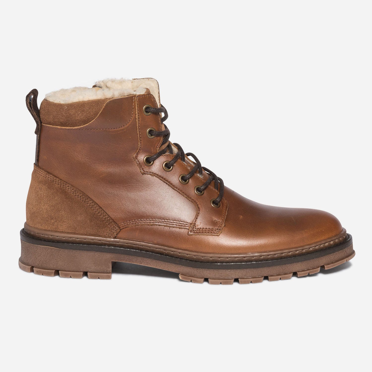 Bottine fourrée cognac en cuir