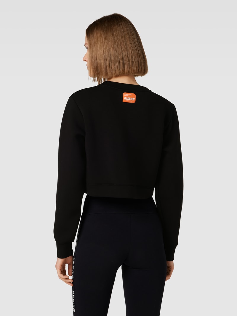Crop Sweatshirt mit Label-Print Modell 'ALETHA' in schwarz