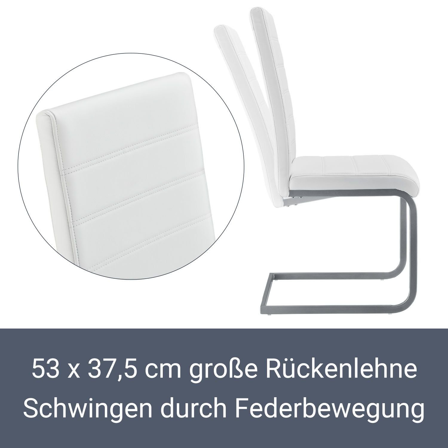 Juskys Freischwinger Vegas, hohe Rückenlehne, pflegeleicht, weiche Polsterung, inkl. Stuhlgleiter