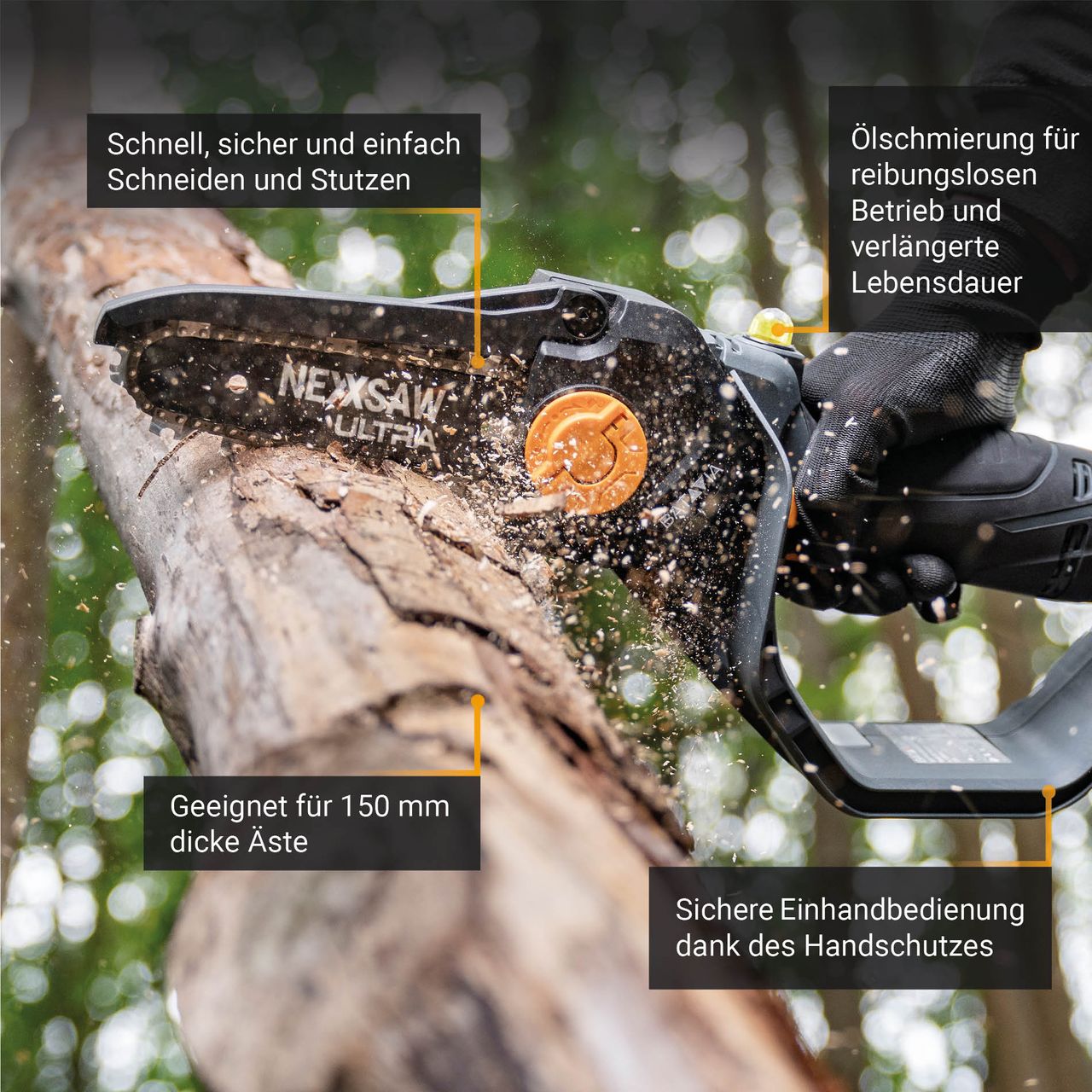 Batavia Nexxsaw V3 ULTRA 18V Brushless Akku-Einhand-Kettensäge 7' SET