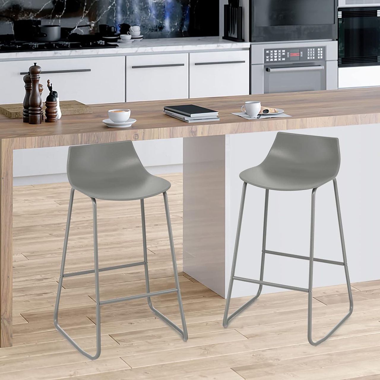 Costway 2er Set Barhocker modern, Barstuhl mit 69 cm Sitzhöhe