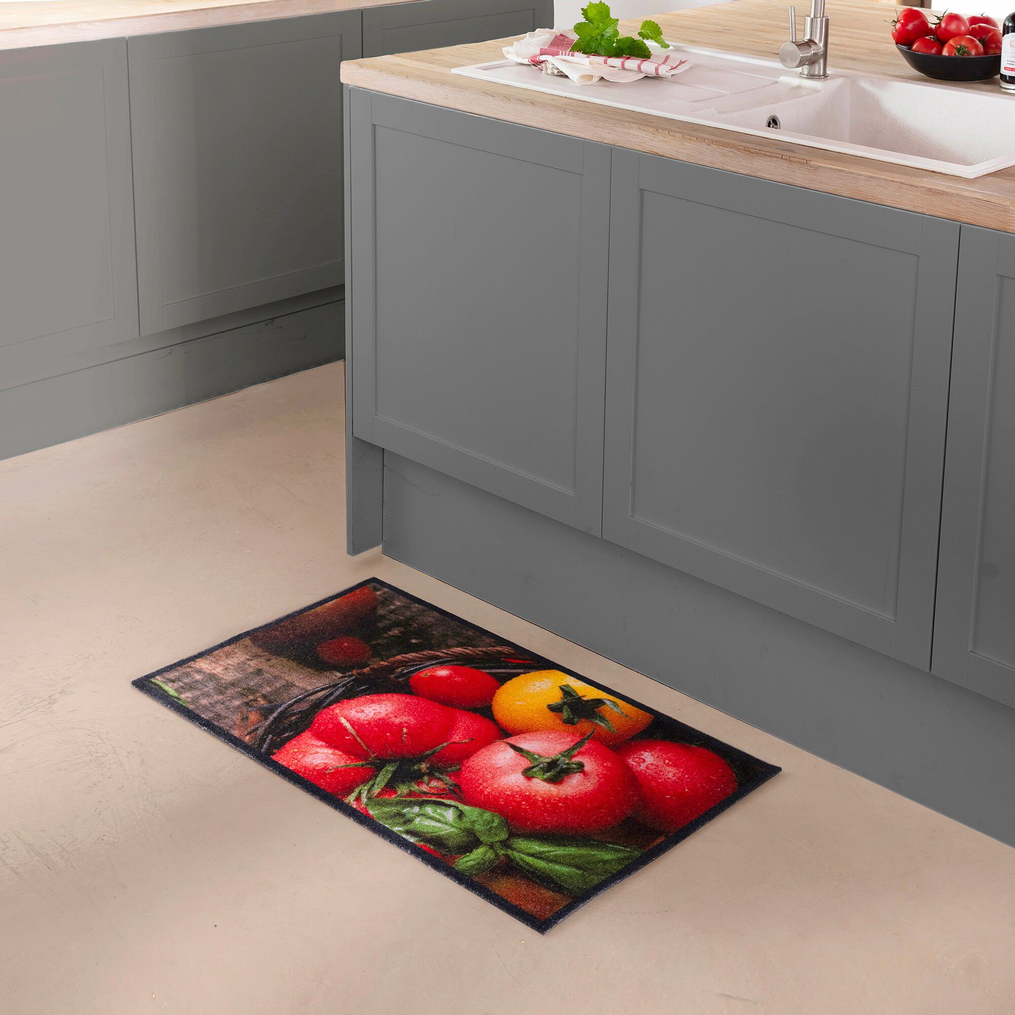 Tapis de cuisine velours motif tomates