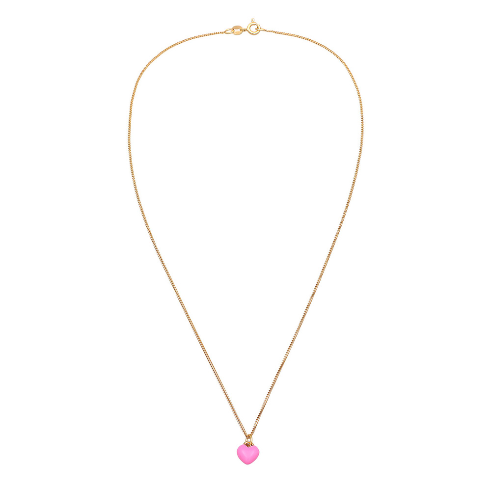 Elli Elli Collier Enfants Pendentif Coeur Mignon avec émail rose en argent sterling 92 collier