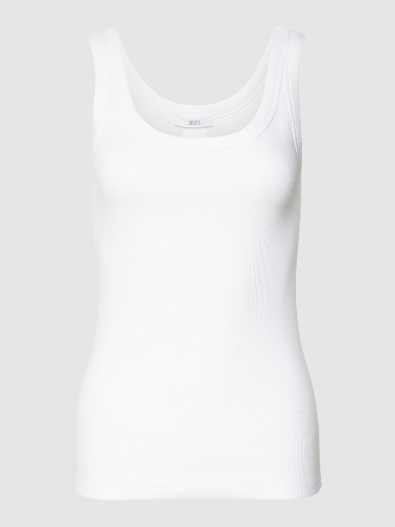 Tanktop mit Rundhalsausschnitt in Ripp-Optik in weiß