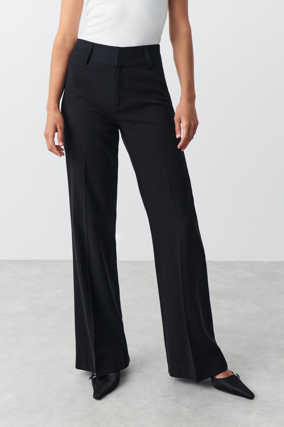 Straight viscose trousers