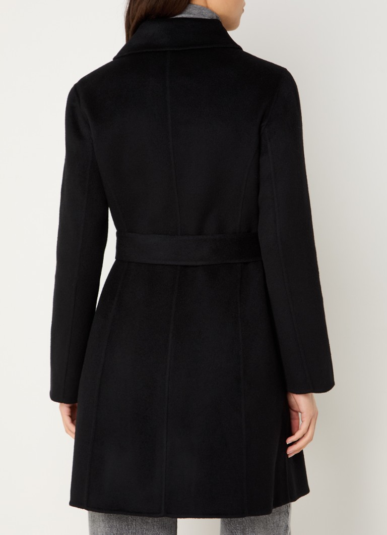 Maje coat in wool blend with belt and patch pockets