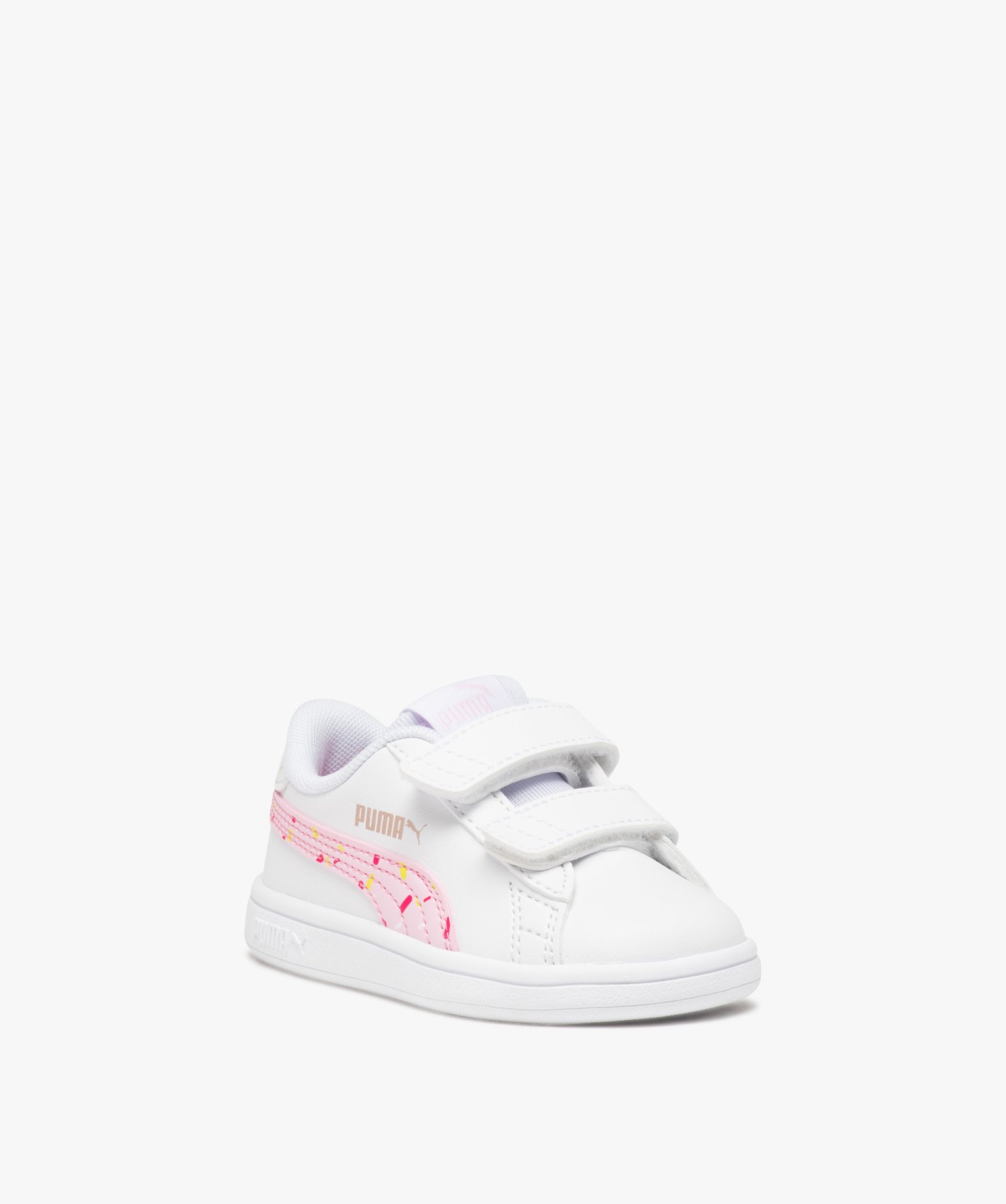 Baskets bébé fille à double scratch - Puma blanc | GEMO