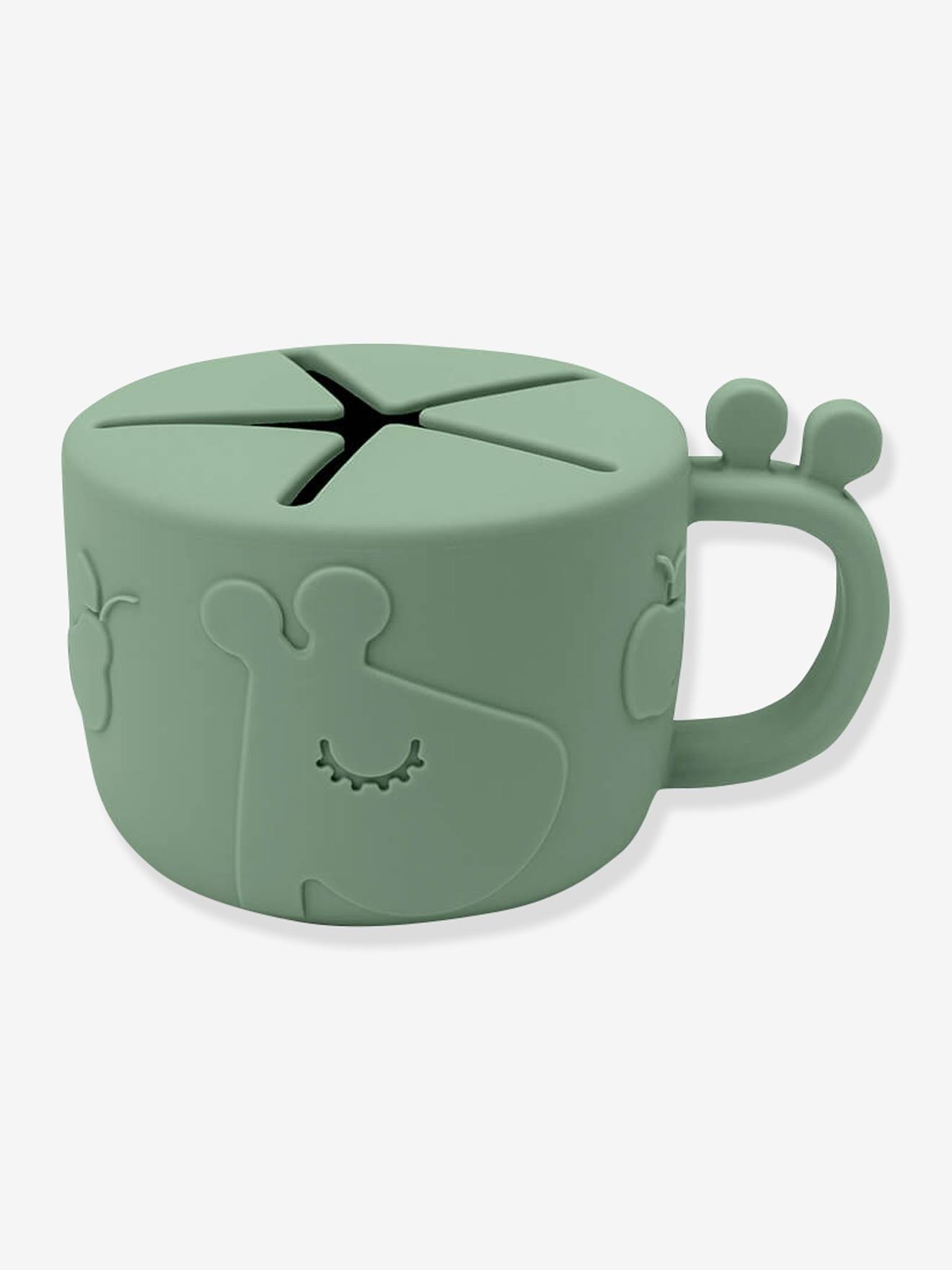 Tasse à goûter DONE BY DEER Peekaboo Raffi en silicone rose