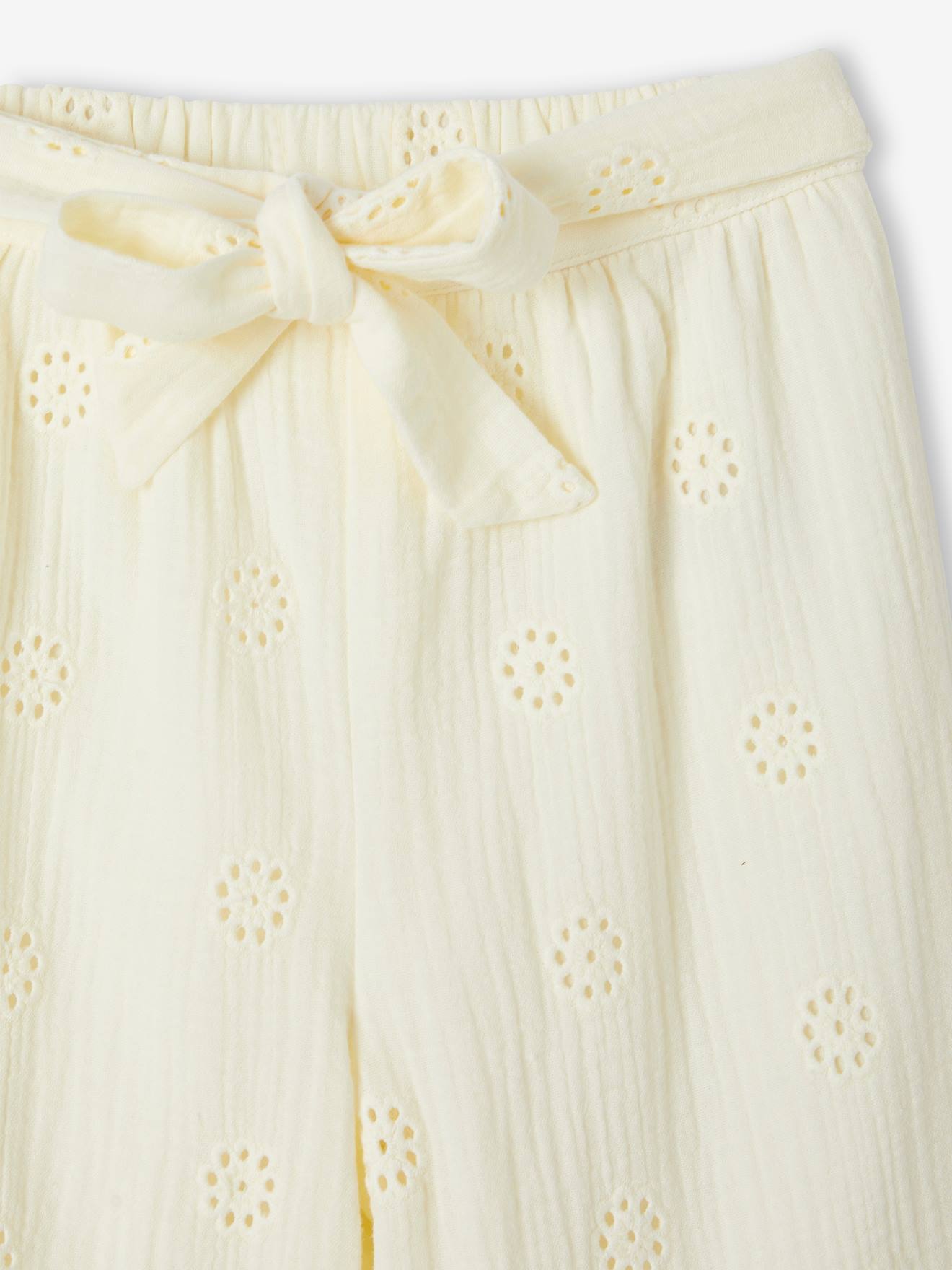 Vertbaudet Weite Mädchen Hose mit Stickereien - vanille
