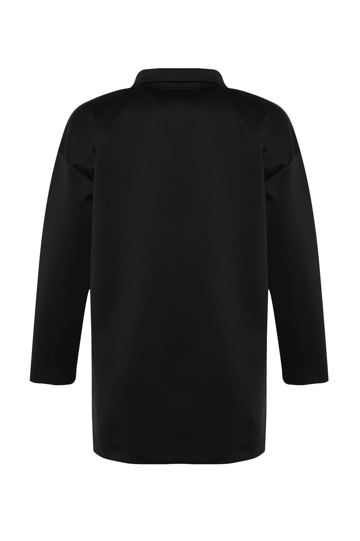 Trendyol Modest  Schwarzes, schlicht gestricktes Taucher-/Scuba-Sweatshirt mit Reißverschluss und detailliertem Ausschnitt TCTAW23TW00198
