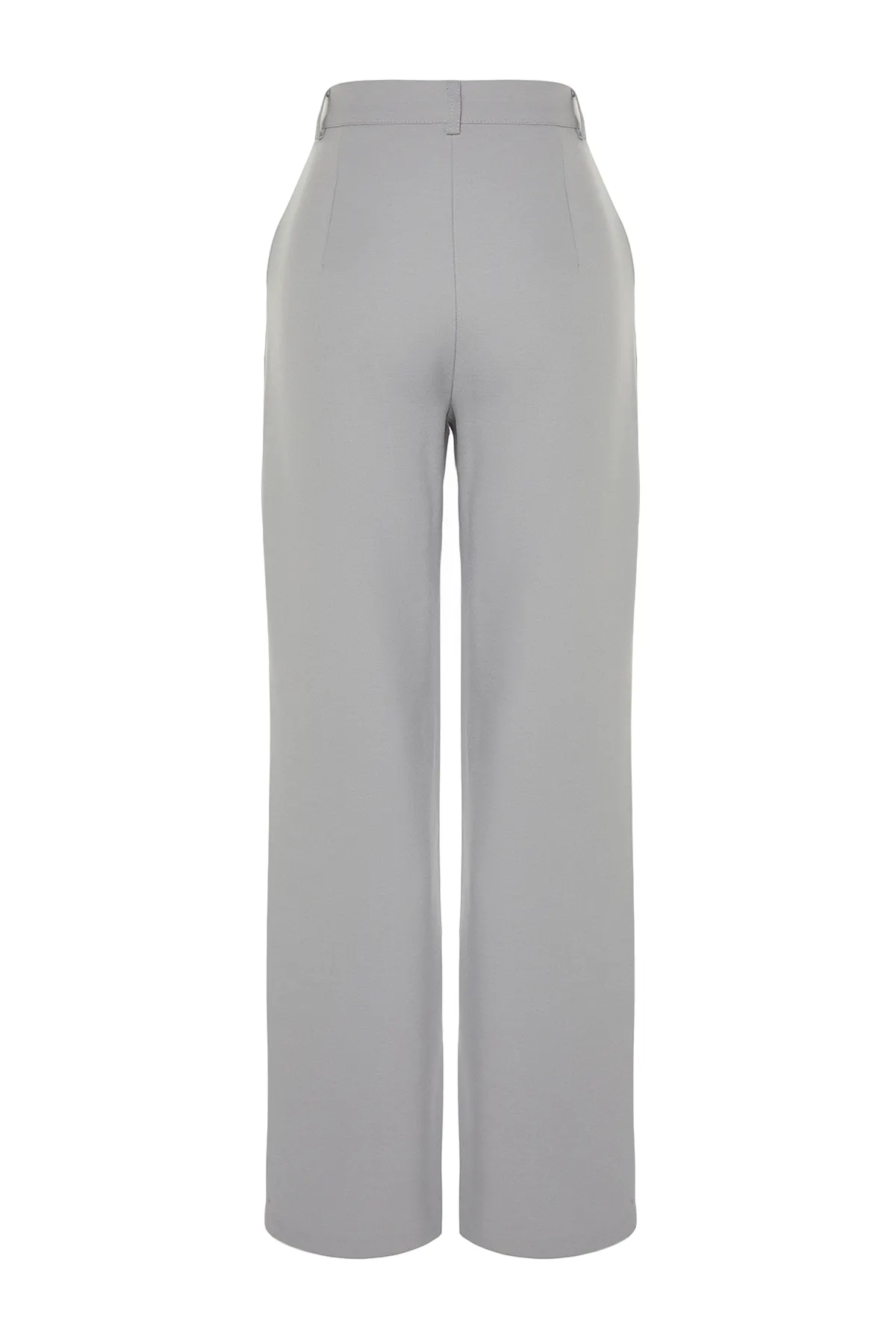 Trendyol Collection  Graue, gerade geschnittene, plissierte Webhose in limitierter Auflage TWOAW23PL00401
