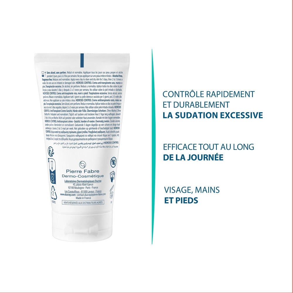 Ducray Hidrosis Control Crème multizone visagemain pieds Crème Anti-Transpiration