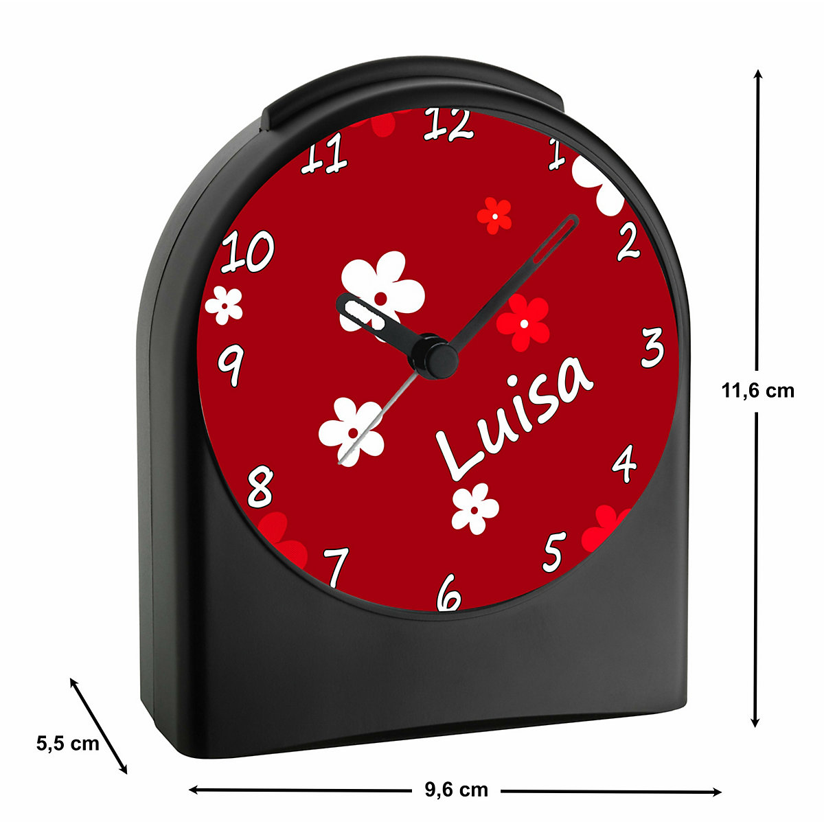 Kinder Funkwecker personalisiert mit Namen Blume Atom-/Funkuhr, 12-Stunden-Anzeigeformat, Schlummerfunktion, Nachtlicht, Geräuschlos/Ohne Ticken