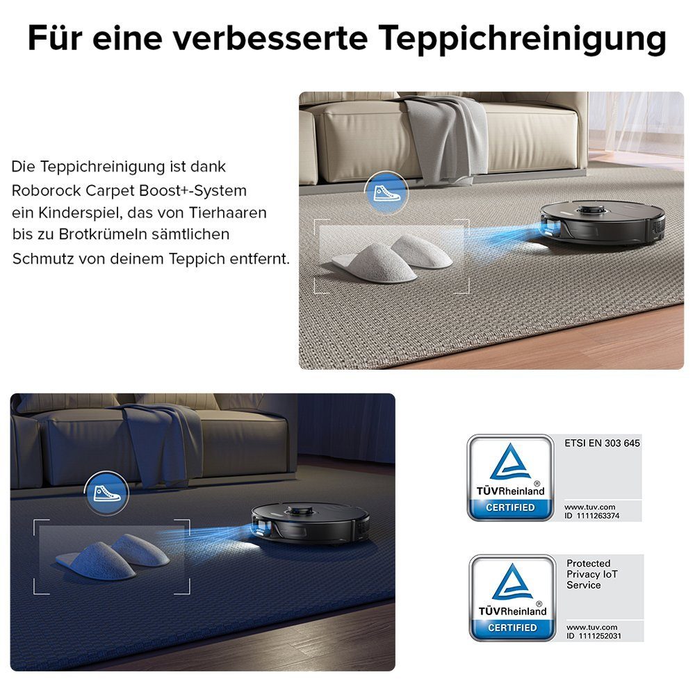 Roborock Saugroboter S8 mit 2pcs Mop, 69,00 W, 6000Pa, DuoRoller-Bürste, VibraRise Wischen, 3D-Mapping, Reactive 3D-Hindernisumgehung, Upgrade von Roborock S7, S7 MaxV Ultra