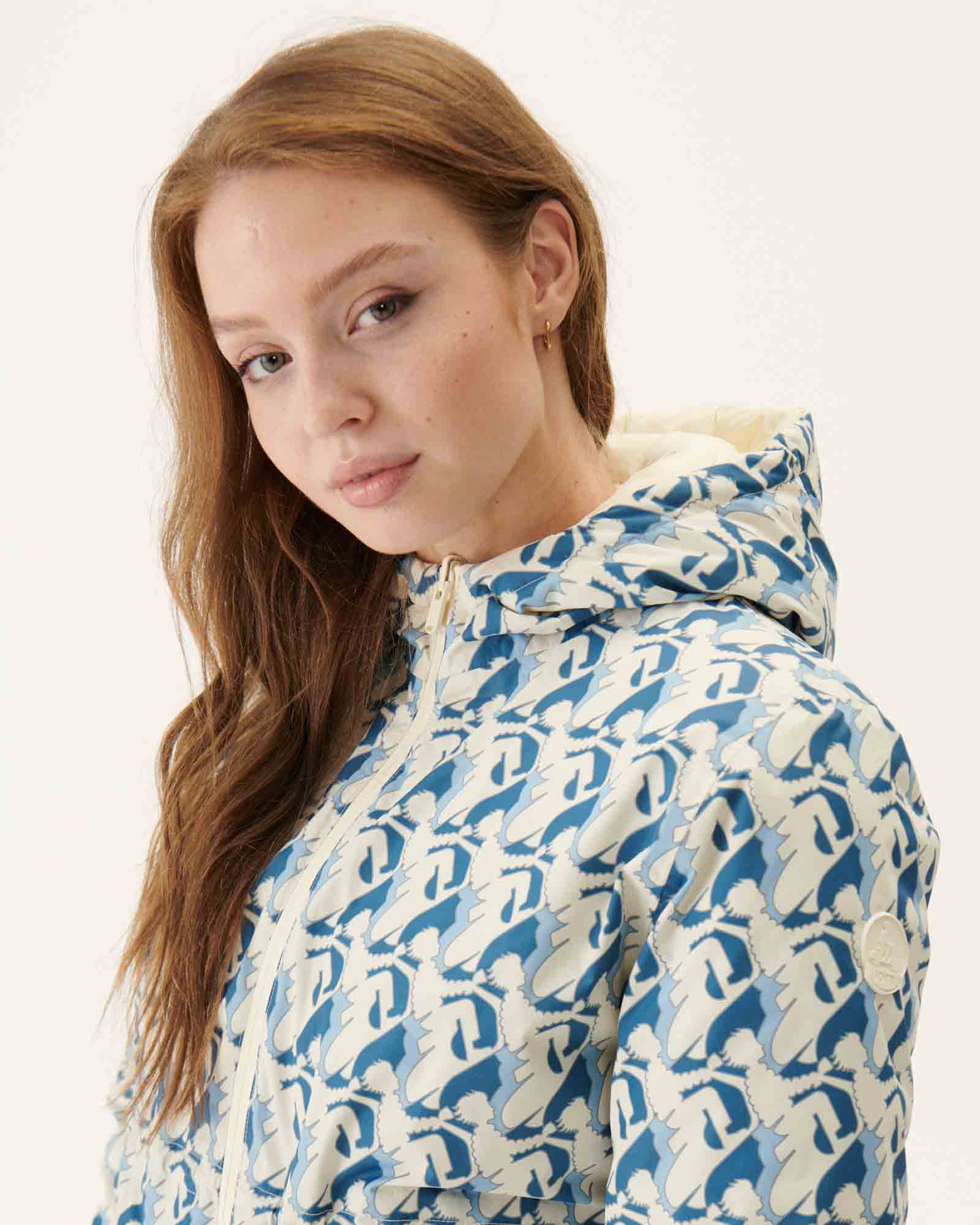 Doudoune longue réversible imprimé Monogram écru/Ecru Roma