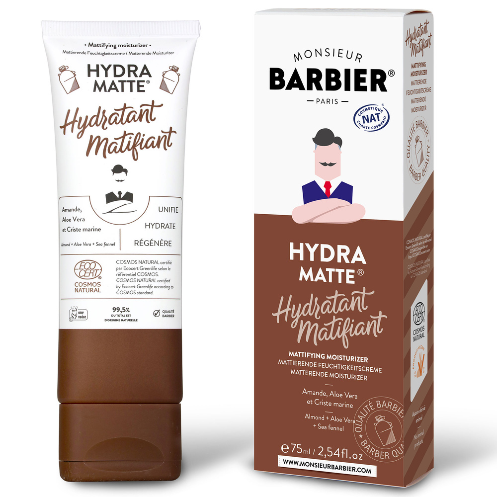 Monsieur Barbier Crème Hydratante Matifiante Naturelle pour Homme - Hydra Matte Créme Hydratante Cosmos Nat pour Hommes
