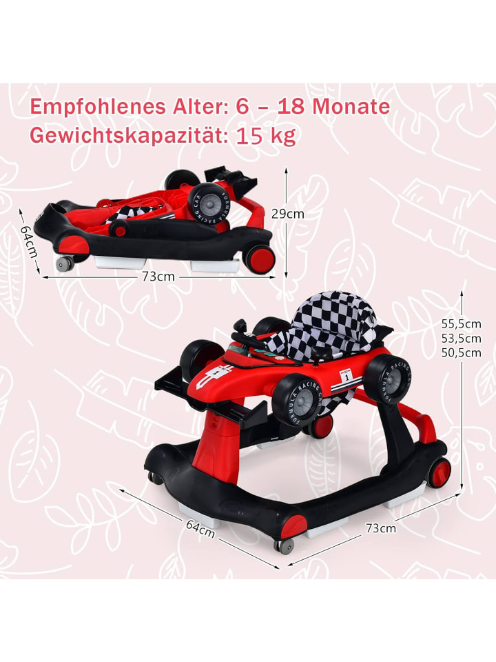 COSTWAY 4 in 1 Lauflernwagen in Rot günstig kaufen 75 cm