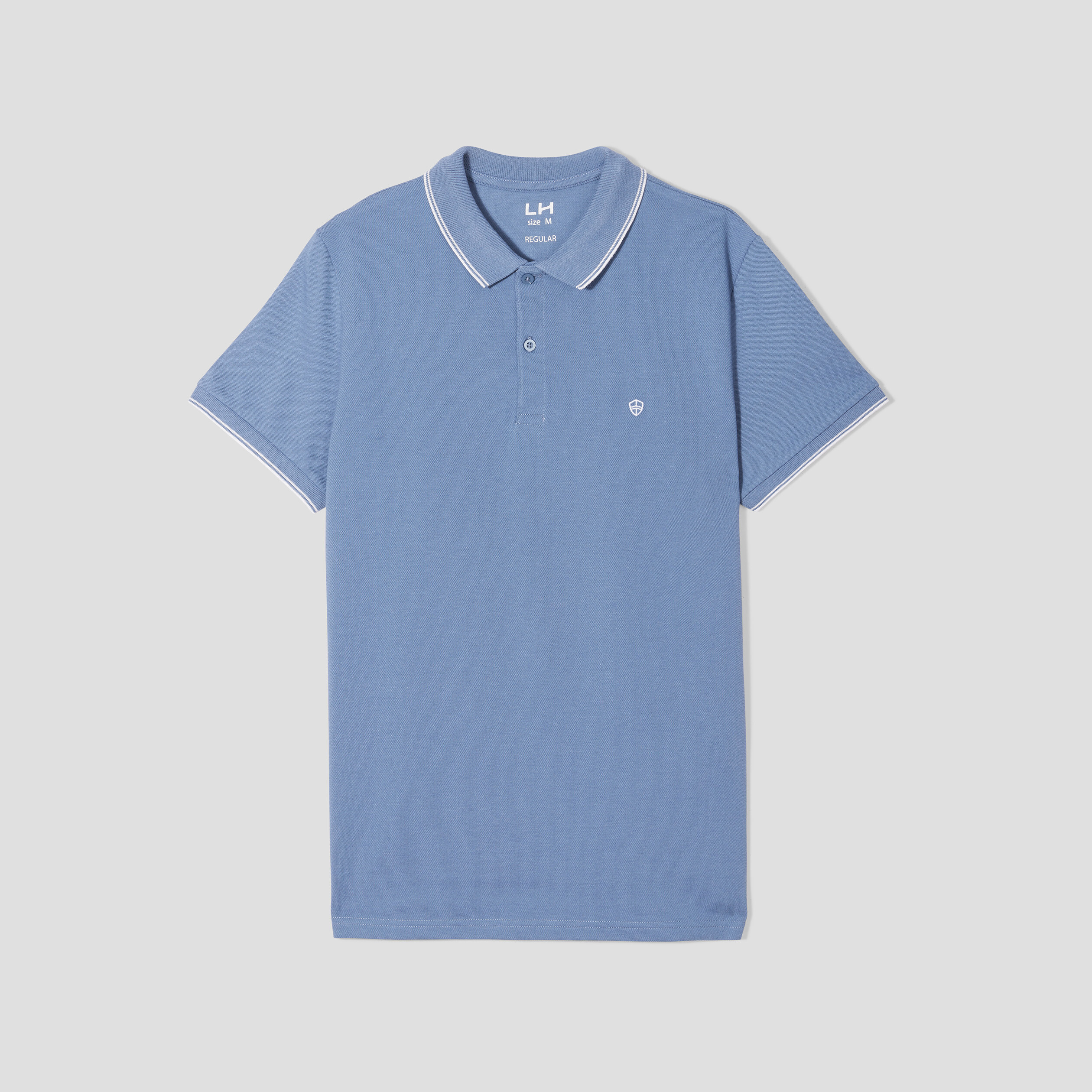 Polo manches courtes bords contrastés bleu gris homme | La Halle