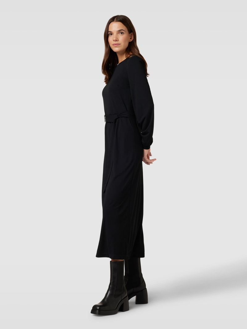Midikleid mit Bindegürtel in schwarz