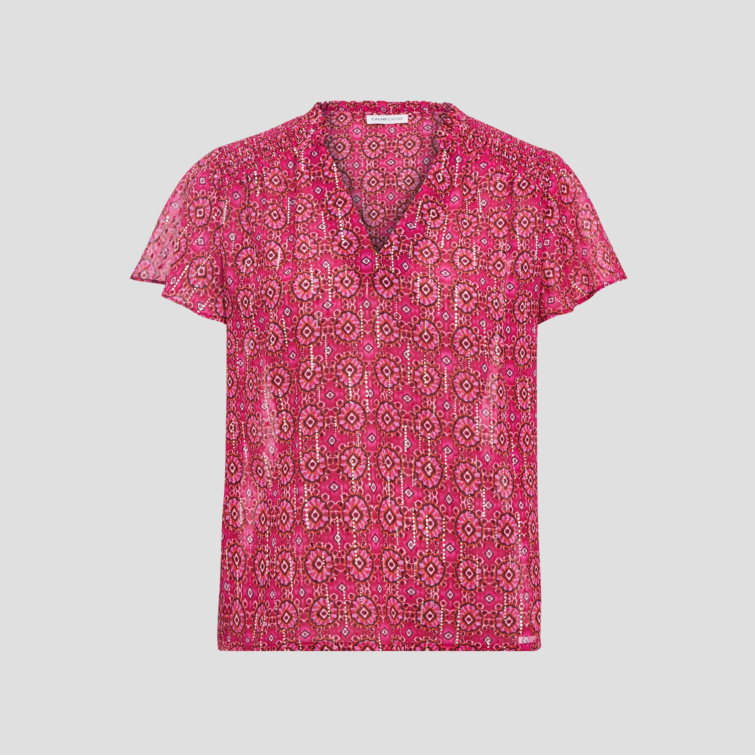 Blouse avec manches courtes rose femme | Cache Cache