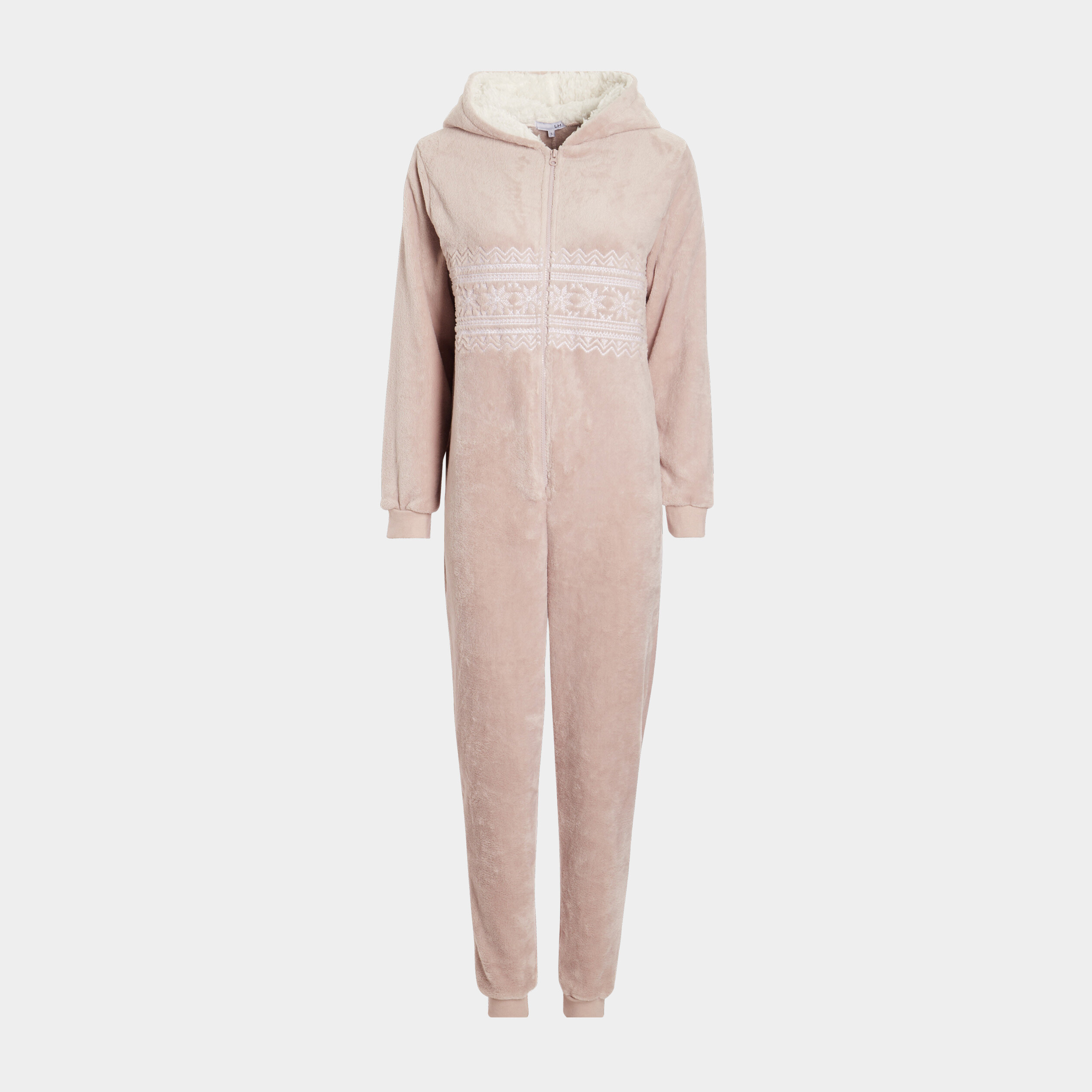 Combinaison pyjama à capuche rose clair femme | La Halle