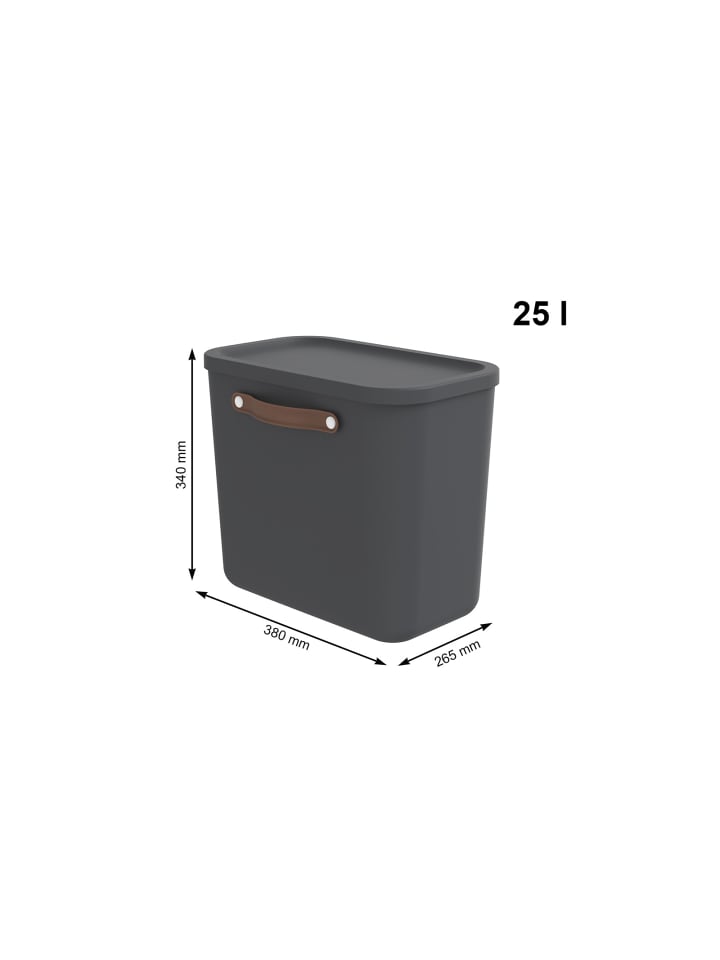 Rotho Aufbewahrungsbox mit Deckel 25 l MALOJA in Holzkohle schwarz ged. günstig kaufen onesize