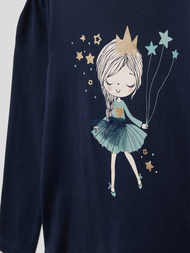 Longsleeve mit Motiv-Print in blau