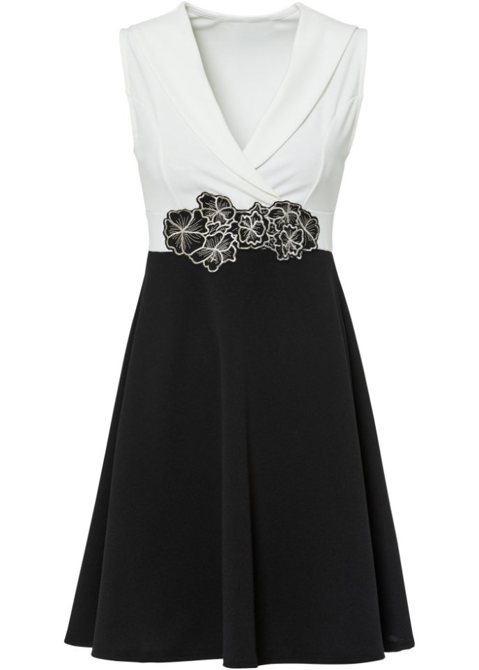 Jerseykleid mit Spitzen-Applikation
