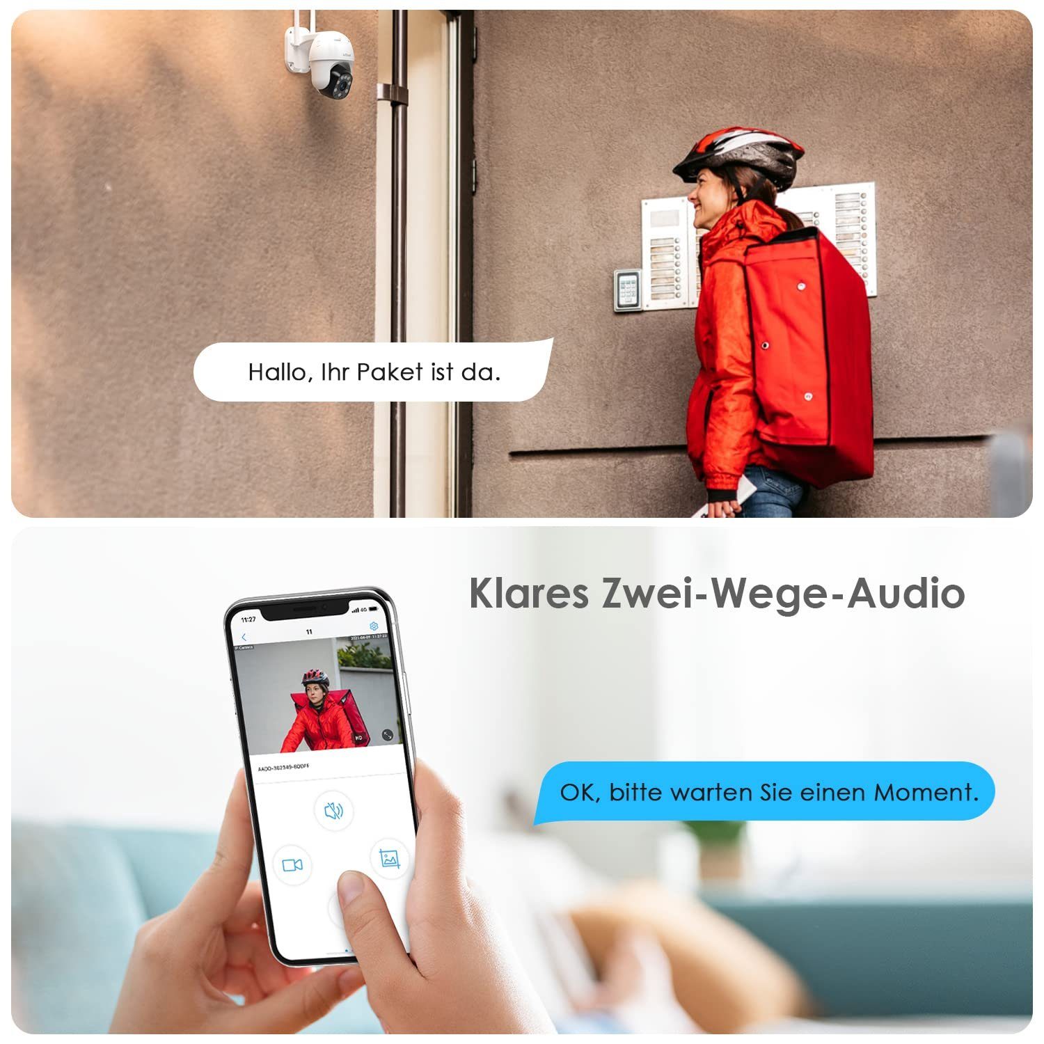 ieGeek 3stk Überwachungskamera Aussen 355/90° PTZ WiFi IP Kamera Überwachung Überwachungskamera (Außenbereich, Außen, Outdoor IP Kamera überwachung außen, mit Farbiger Nachsicht, Zwei-Wege-Audio,Bewegungserkennung,24/7 Aufnahme, Intelligentes Trackin