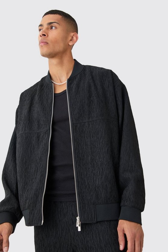 Smarte strukturierte Satin-Bomberjacke